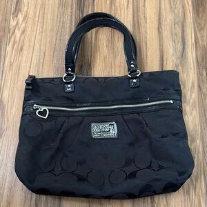 Coach Black Tote Bag with Heart Charm